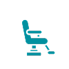 Barber chair icon representing relaxed and welcoming service.