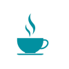 Coffee cup icon symbolizing comfort during the buying process.
