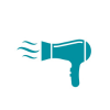 Hairdryer icon representing reduced distractions through music.