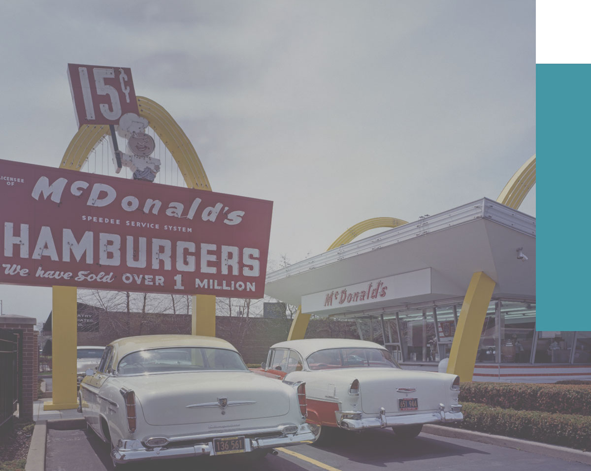 Vintage photo of a MCDonald's parking