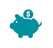 Piggy bank icon with dollar symbol representing brand-building through curated playlists