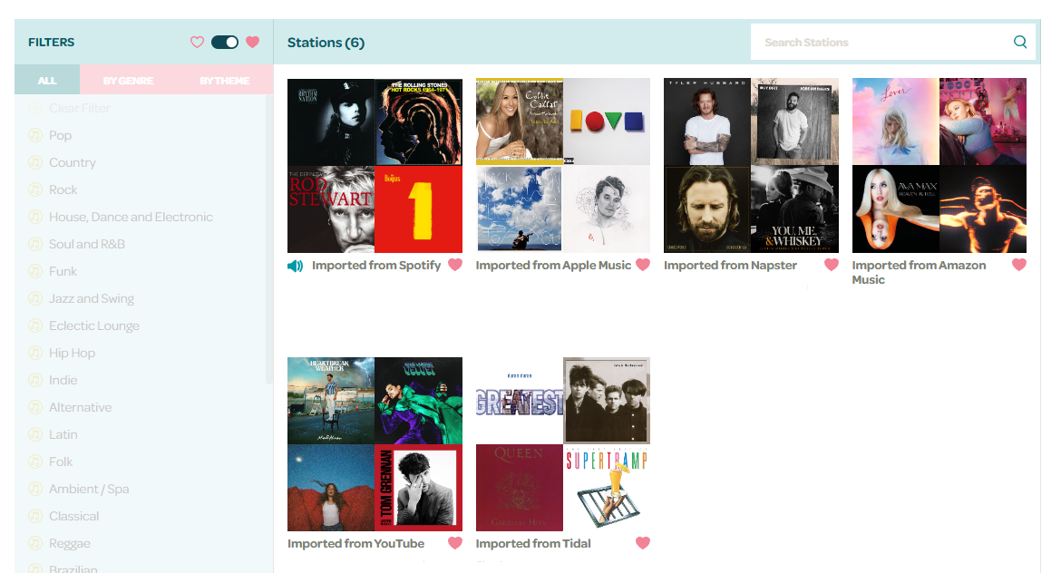 Import playlists from Spotify, Apple Music, Amazon Music, and other platforms into SoundMachine for licensed business playback