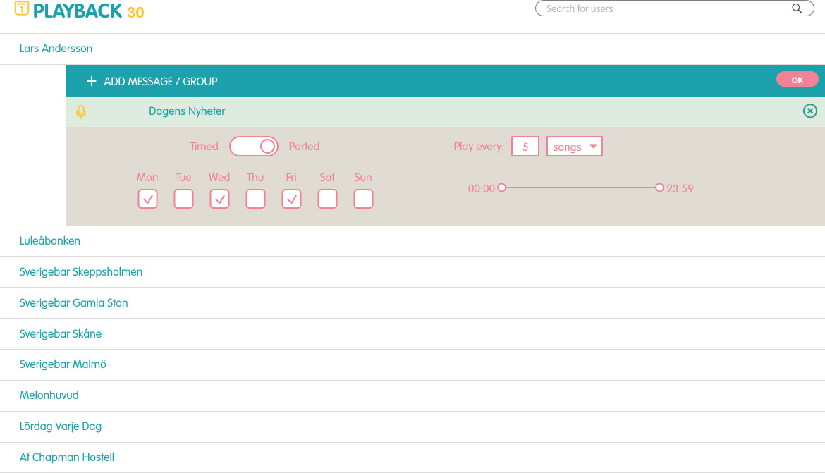 Schedule custom audio messages by time and day using the SoundMachine platform