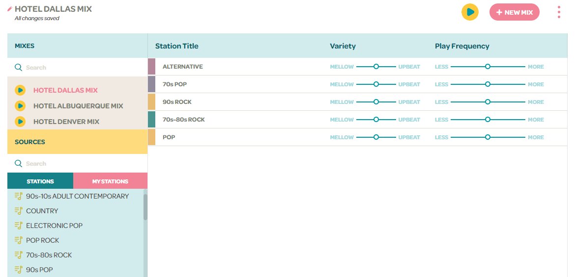 Create custom music mixes by combining multiple stations to match your business ambiance using the SoundMachine platform