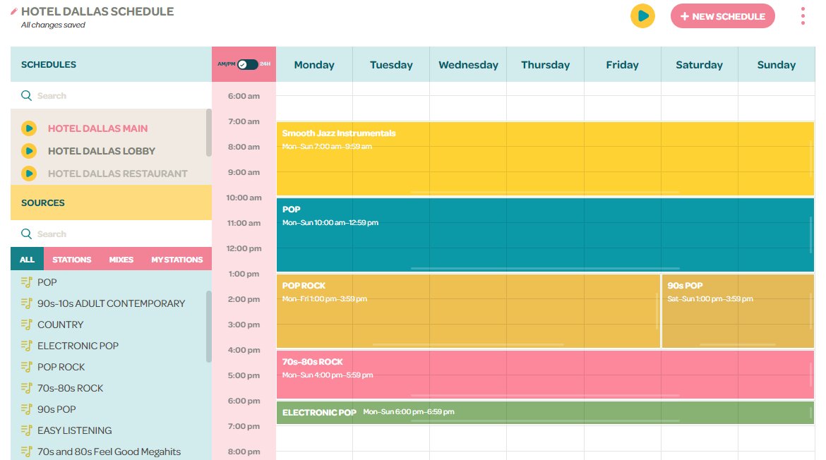 Schedule background music by time of day and day of week using the SoundMachine platform