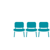 Row of chairs icon representing a calm and inviting hospital environment