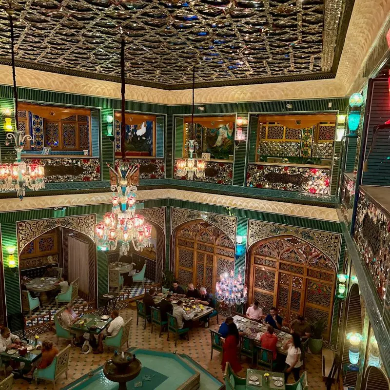 the inside of a vintage restaurant